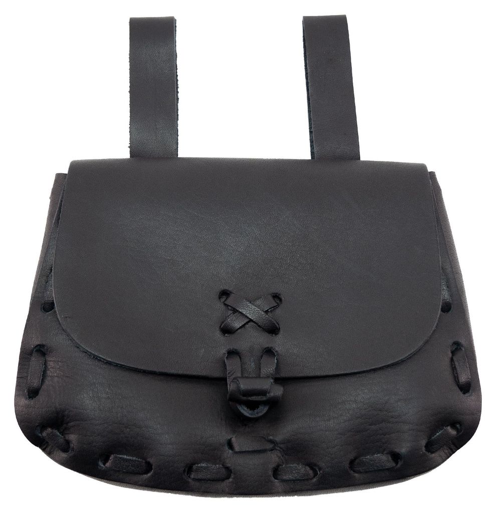 Mittelalter Tasche schwarz mit Flechtnaht Produktbild 