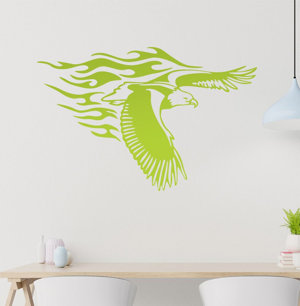 Flammen Adler Wandtattoo in 6 Größen - Wandaufkleber Wall Sticker - Dekoration, Küche, Wohnzimmer, Schlafzimmer, Badezimmer