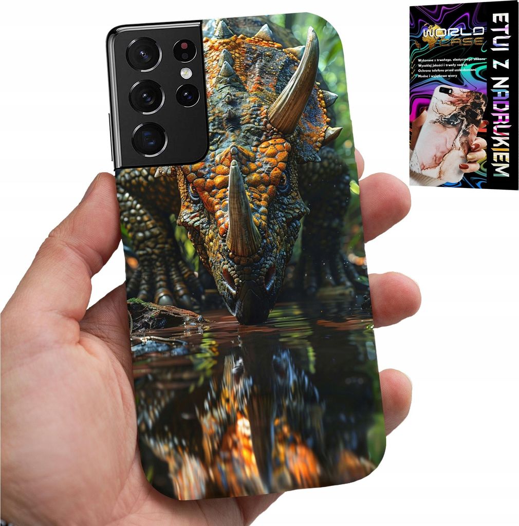 ETUI FÜR SAMSUNG GALAXY S21 Ultra - DINO DINOSAUR TRICERATOPSEM FUTER