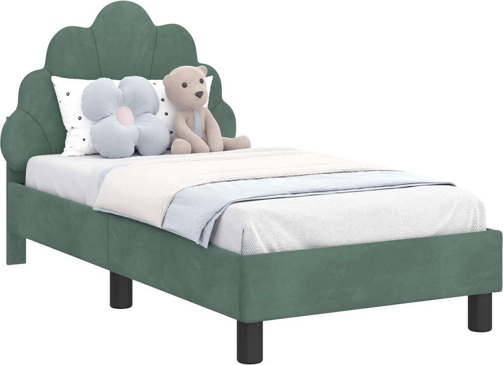 Kinderbettgestell mit Kopfteil Meergrün 70 x 140 cm Samt