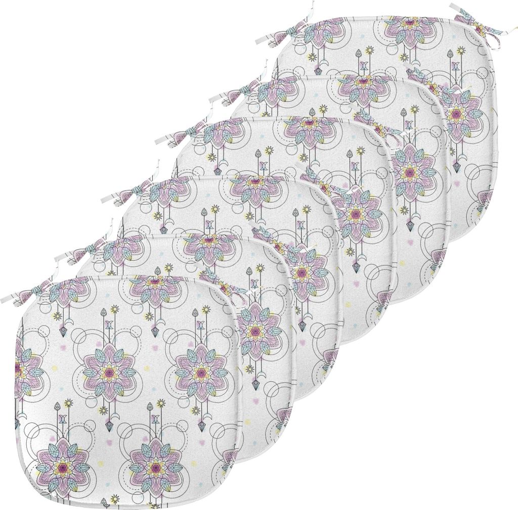 ABAKUHAUS Tätowieren Polster für Esszimmerstühle, Mandala Pfeile Yoga, Dekoratives wasserfestes Kissen mit Riemen für Küchensitze, 40 cm x 40 ...