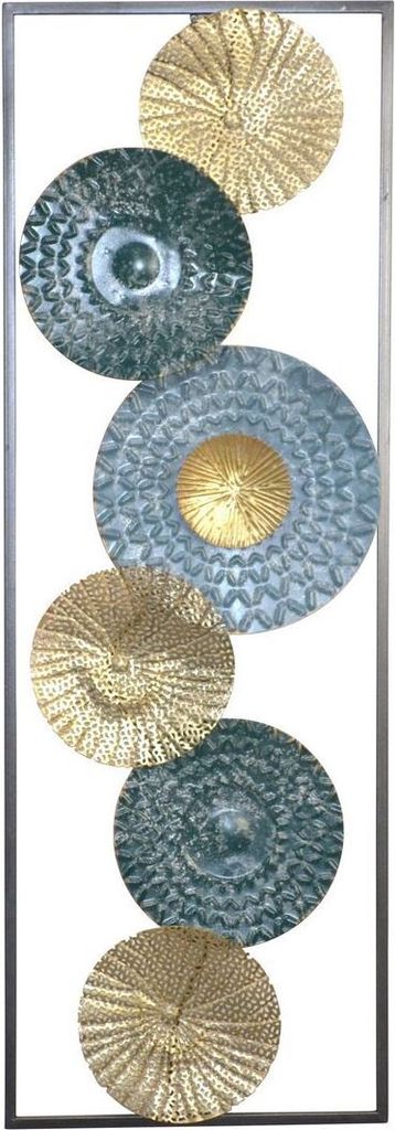 Wanddekoration "Kreise" in Gold- Türkisfarben