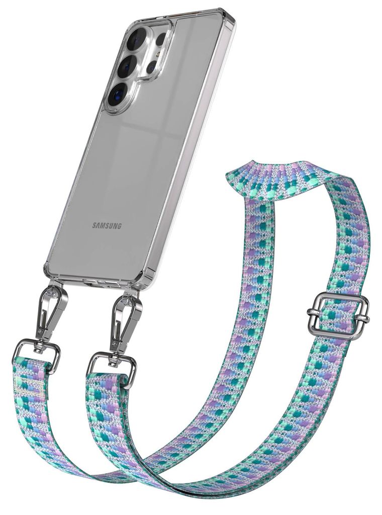 EAZY CASE Handykette - Verstellbarer Trageriemen kompatibel mit Samsung Galaxy S26 Ultra, Handykordel mit transparenter Silikon-Hülle, Karabiner S...