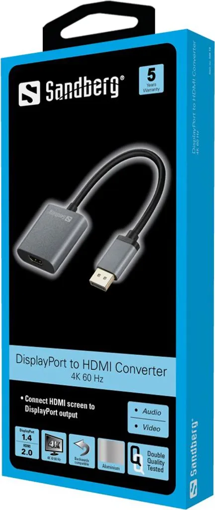Adaptateur Vidéo 4K 60Hz Sandberg DisplayPort 1.4 vers HDMI 2.0 Actif