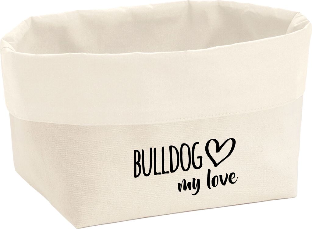 Huuraa Organizer Bulldog my love 3 Liter Medium Canvas Baumwolle Utensilo Geschenkidee