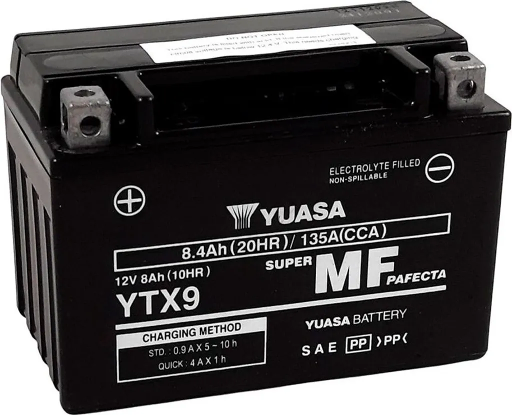 Batteria Yuasa YTX9-BS 12V 8Ah | Batteria Moto Senza Manutenzione AGM