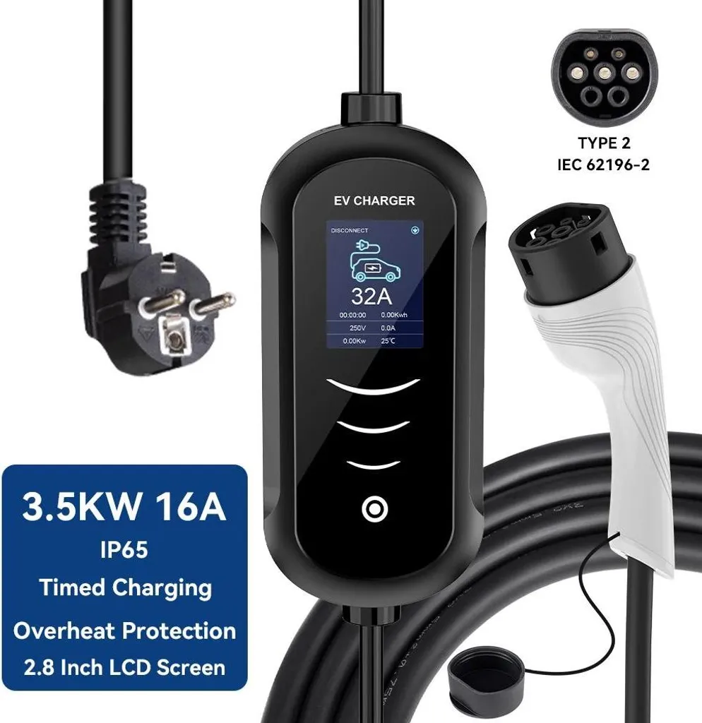 Chargeur EV Type 2 Portable 16A : Solution de Recharge Anti-Panne