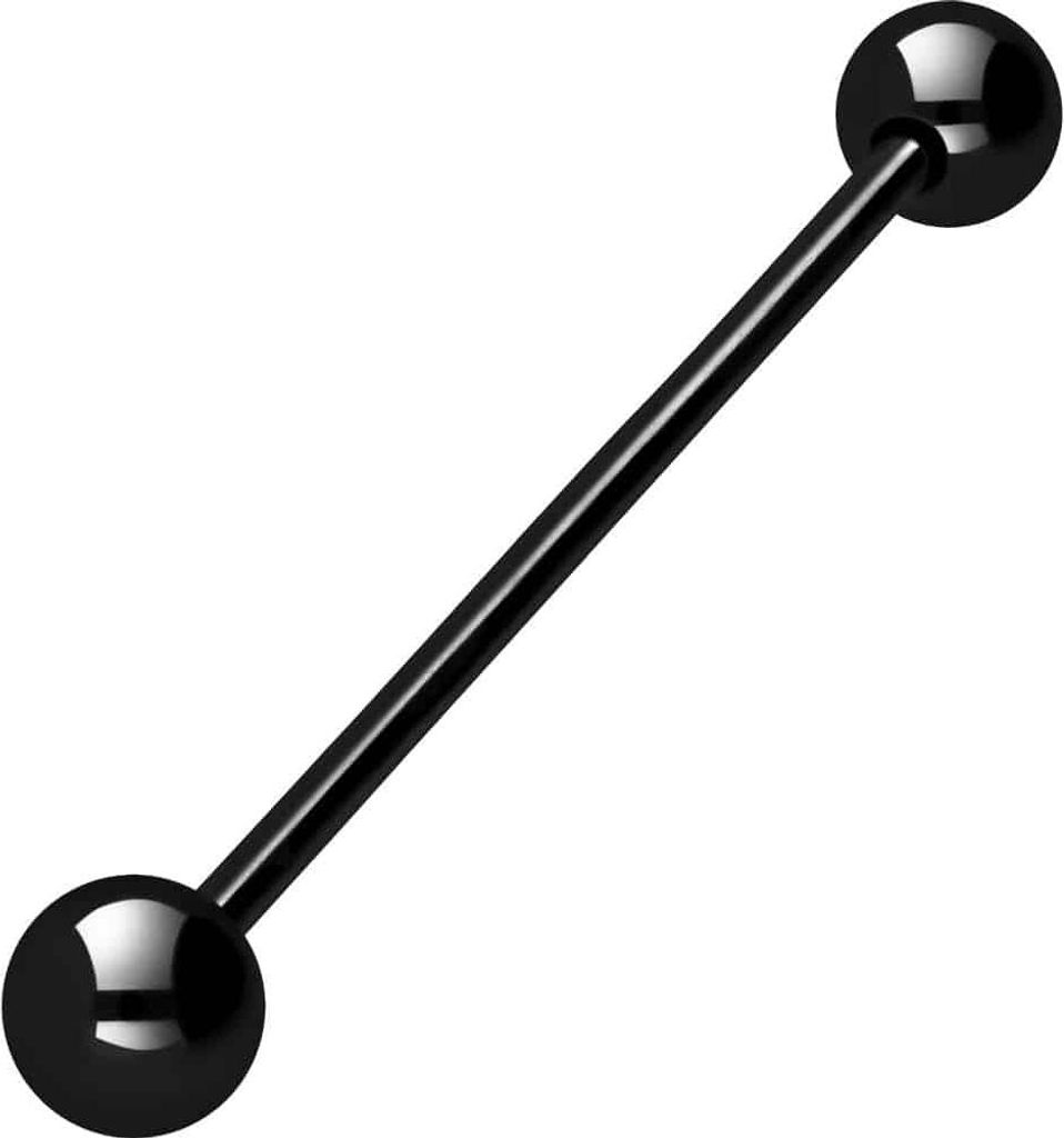 Zungenpiercing, Intim-Piercing Titan Barbell Schwarz Stablänge: 43mm + Stabstärke: 1,6mm + Kugelgröße: 6mm