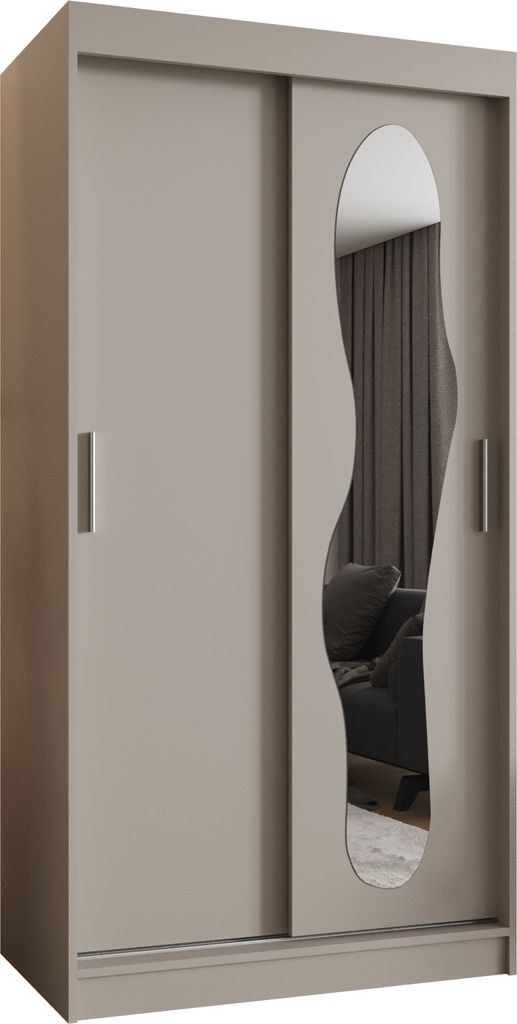 MEBLE KRYSPOL ULTRA 100 Schlafzimmerschrank mit zwei Schiebetüren – moderner Aufbewahrungsschrank mit Kleiderstange und Regalen – 100x200x62cm...