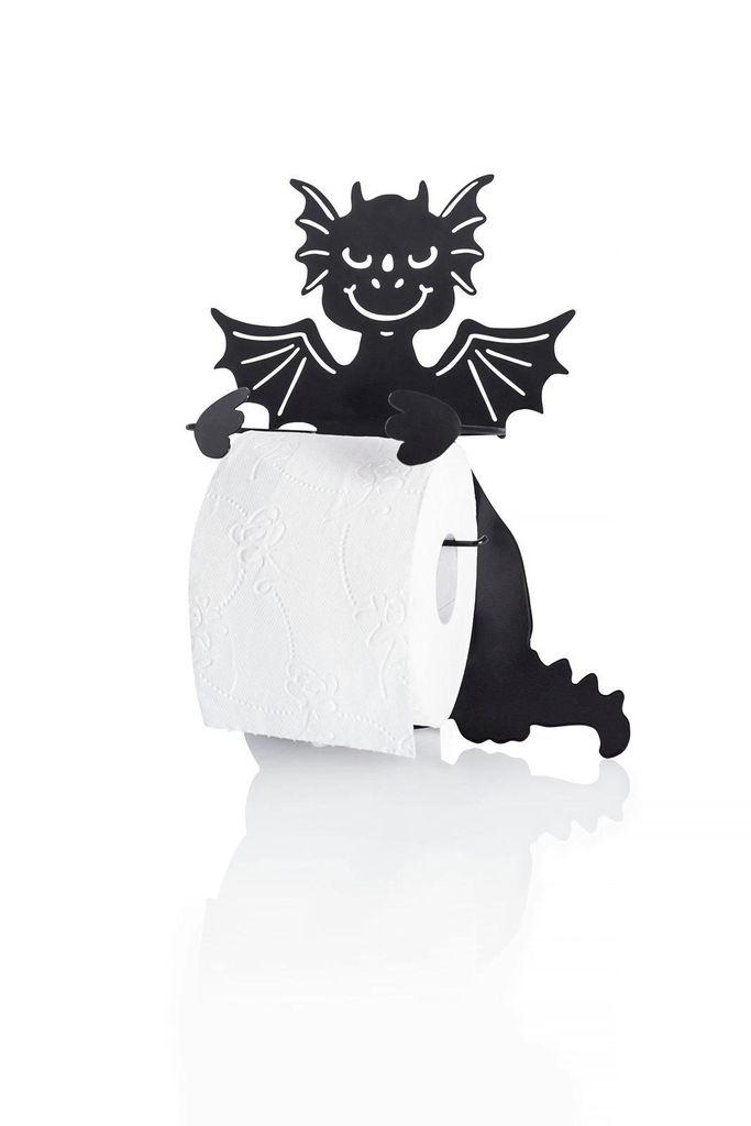 Weltbild Wand Toilettenpapierhalter schwarz Drache - Klorollenhalter Schwarz als Drachen Figur für Ihr Badezimmer | Toilettenpapierhalter lustig a...