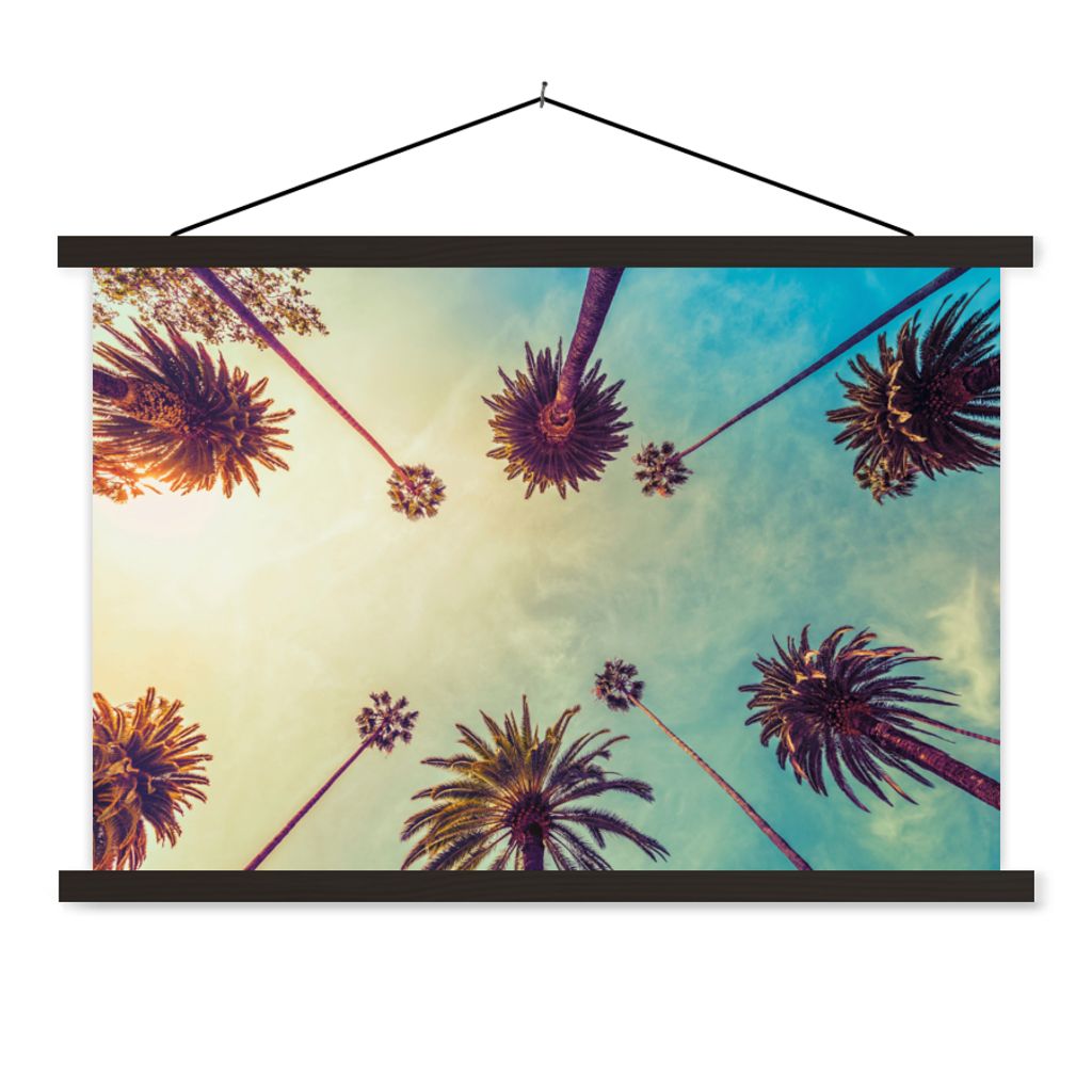 MuchoWow Textilposter Palme - Himmel - Bäume - Sommer - Tropisch 60x40 cm mit schwarzem Rahmen - Hölzernes