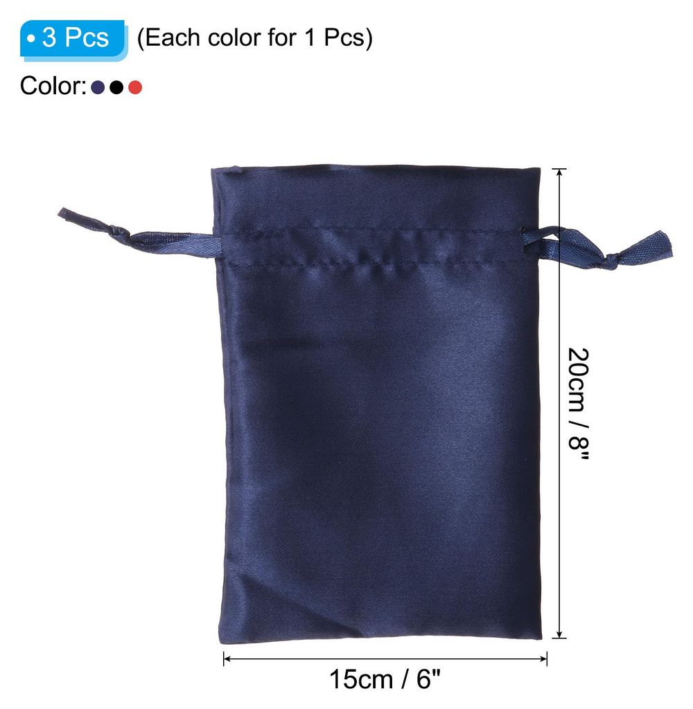 Satinbeutel mit Zugband, 3er Pack 15x20cm Hochzeitsgeschenkbeutel Mini-Geschenkverpackungsbeutel fš¹r Weihnachten Schmuckparty, 3 Farben