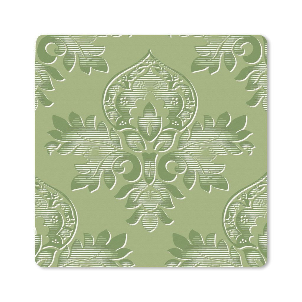 MuchoWow Mauspad Mousepad Psychedelisch - Blätter - Grün - Vintage - Design 20x20 cm - Mousepads - Maus Mat - Pad - Mausunterlage - Desk Mat - ...