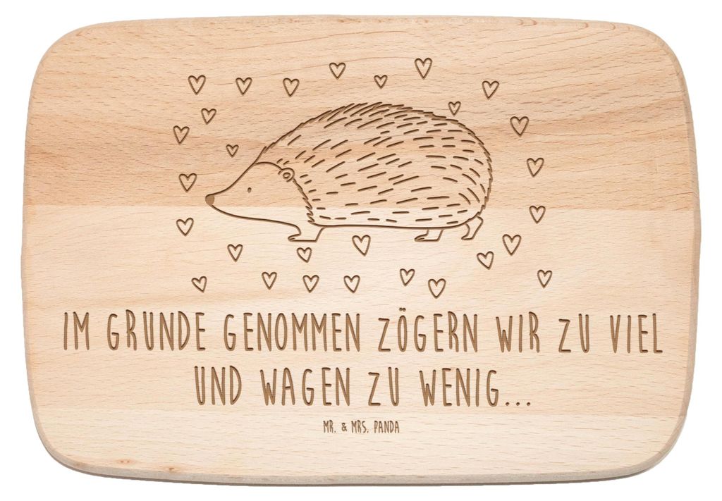 Mr. & Mrs. Panda Frühstücksbrett Igel Herzen - Transparent - Geschenk, Herz, Schneidebrett, schneidbrett, Kuss, Liebe, Vertrauen, Holzbrett, Lust...