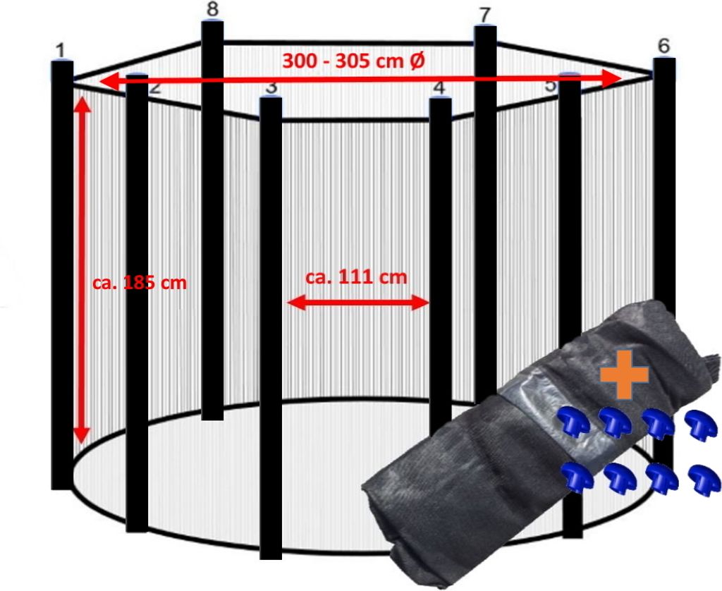 walexo Trampolin Sicherheitsnetz für 8 Stangensystem ( 305 Produktbild 1