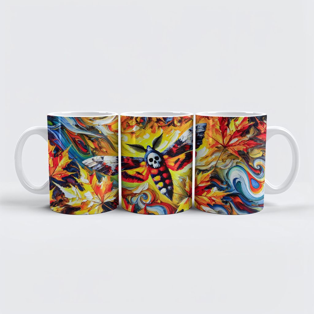 raxxa Premium-Tasse "Deaths-head Hawk-Moth with Autumn Leaves in Oil Painting"