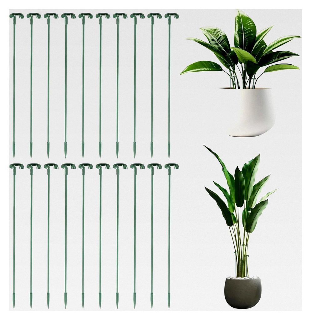 20 Stück Pflanzenstützen, Garten Einzelstiel Metall Pflanzenstützpfahl, Gartenstäbe, Pflanzenhalter, Ranghilfe für Pflanzen, Gurken, Tomaten, ...