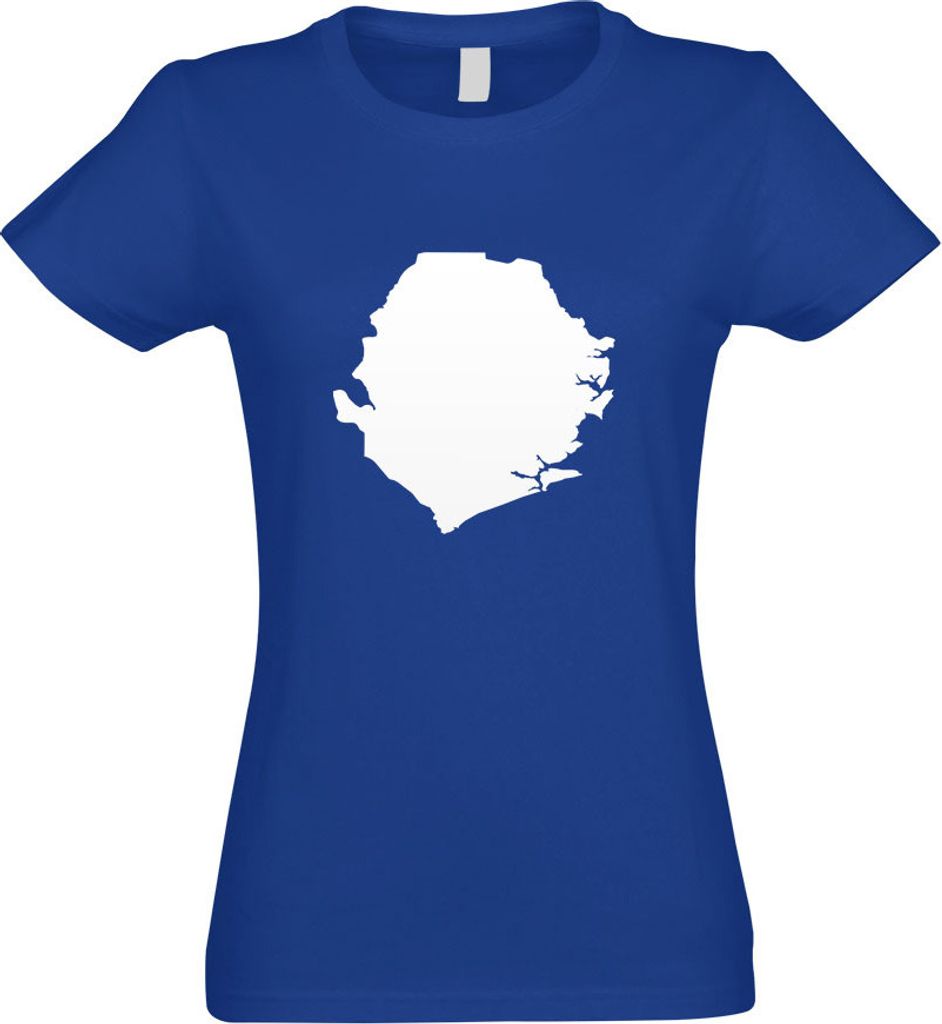 Kiwistar - T-Shirt tailliert - Damen - royal - Sierra Leone Umriss Kontur - mit Motiv Bedruckt - Funshirt Design - Sport - Freizeit - Damen - M