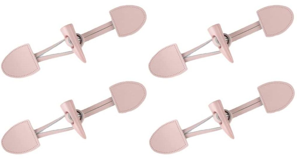 4 Paar Knebelknöpfe aus Harz & Leder, Duffelcoat-Verschluss, Rosa