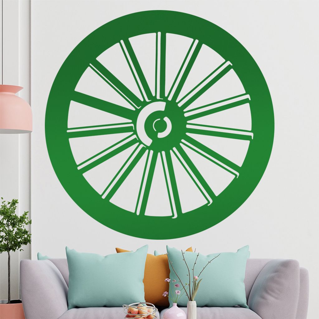 KIWISTAR Wagenrad - Holz Modell Gummi Wagen Wandtattoo in 6 Größen - Wandaufkleber Wall Sticker - Dekoration, Küche, Wohnzimmer, Schlafzimmer, B...