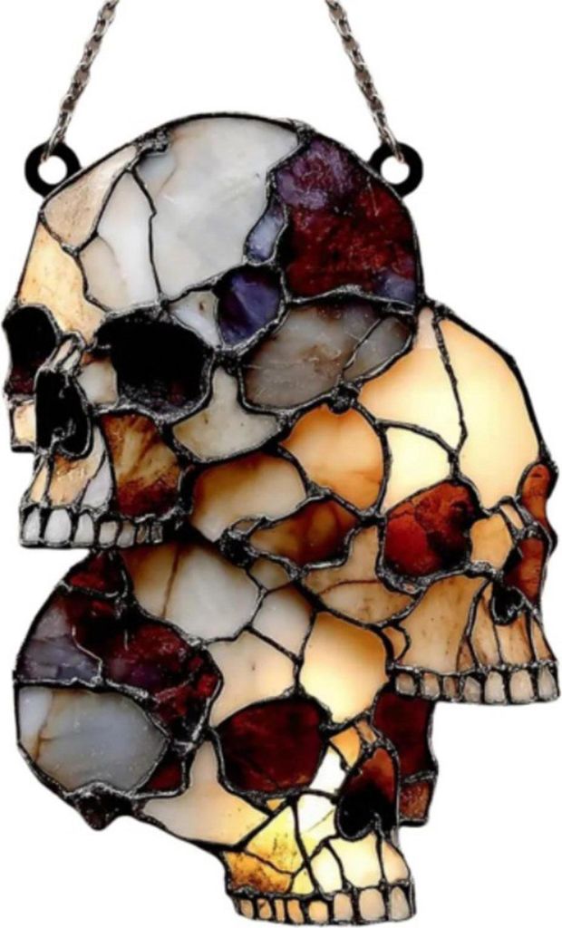 Gothic Stil Schädel Halloween Anhänger 2D Flache Acryl Capture Sonnenlicht Sonnenfänger Halloween Hängendes Ornament