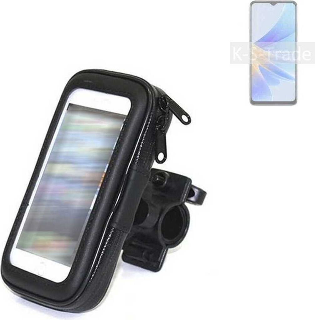 K-S-Trade Fahrrad-Halterung kompatibel mit Oppo A17 Handy-Halterung Halter Lenkstange Fahrradhalterung Motorrad Bike Mount Wasserabweisend regensicher
