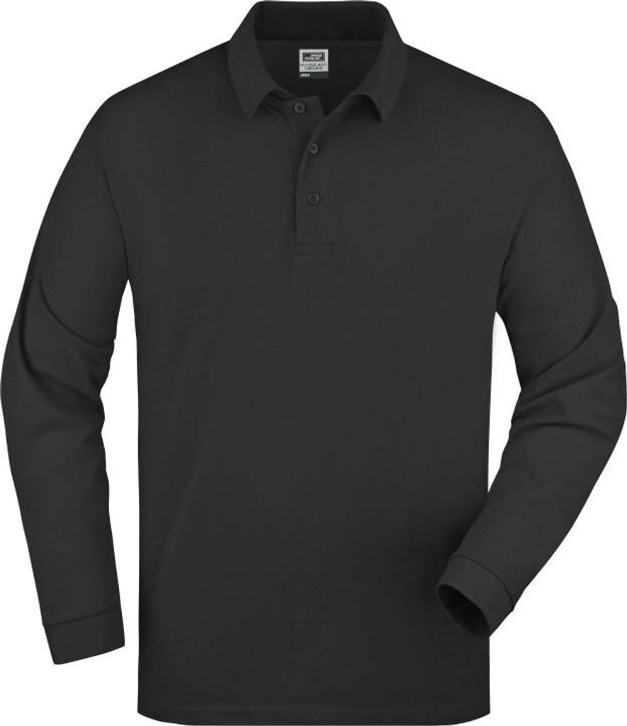 Polo-Piqué Long-Sleeved Klassisches Langarm Polo black, Gr. L