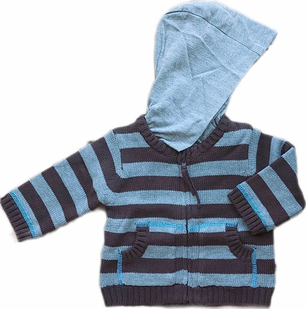 Jacky Strickjacke mit Kapuze Ringel grau-braun 62