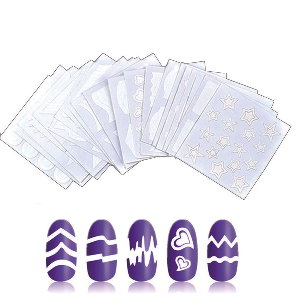 French Manicure Nail Art Sticker, selbstklebende Nagelsticker Tipps für Maniküre Dekoration DIY Tools (Mondform Design, 648 Stück)