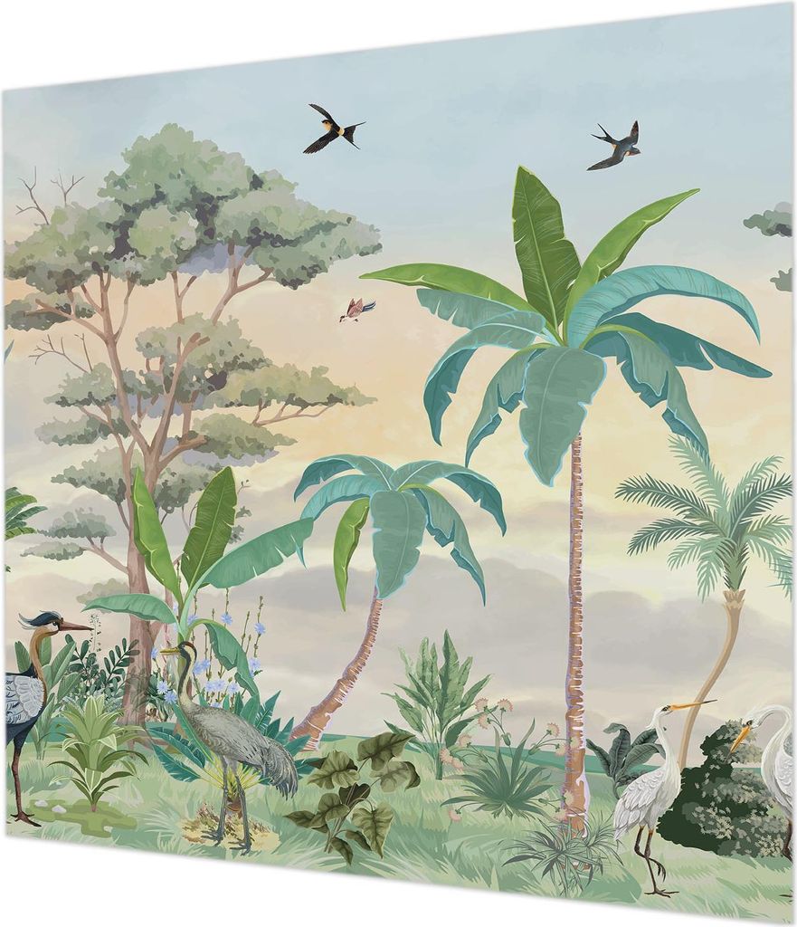 Wandtapete - Dekorative Tapete für Wohnzimmer - Tapetenfolie für Wanddekoration - 250x250 cm - Exotische Flora