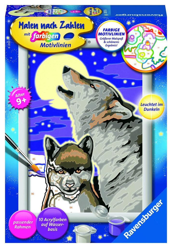Ravensburger Malen nach Zahlen Mystische Wölfe, Mal-Set für Produktbild 