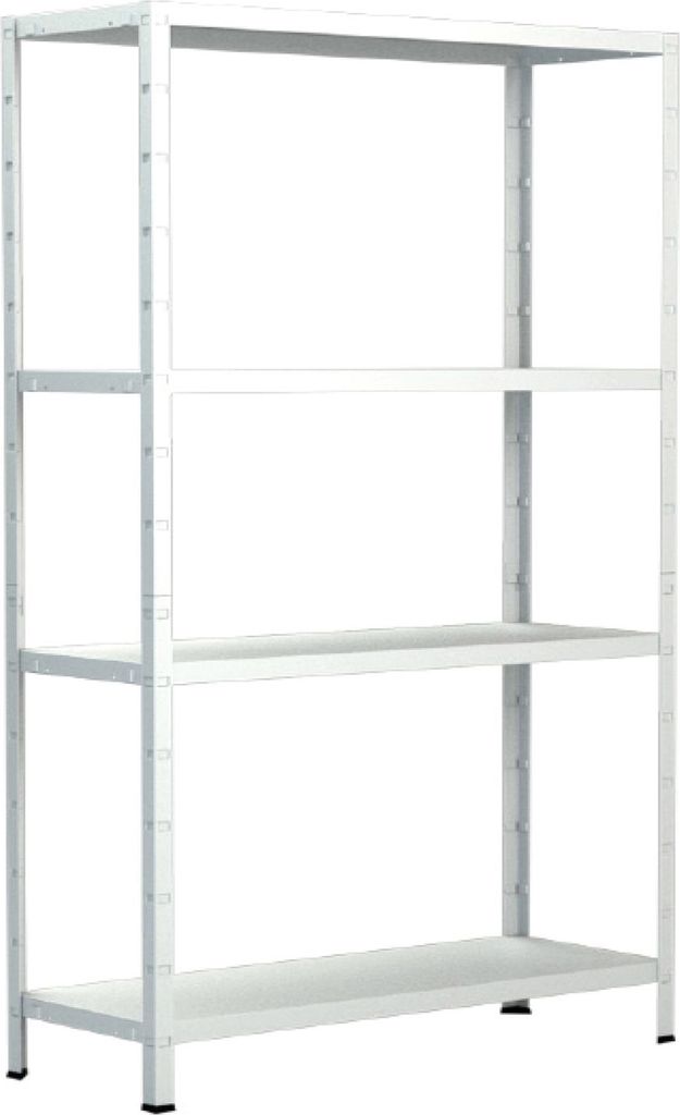 SCHULTE Regalwelt Steckregal mit 4 PowerMAX Fachböden, 50 kg Tragkraft, 180x75x35 cm (HxBxT), weiß, Lagerregal, Werkstattregal, Kellerregal
