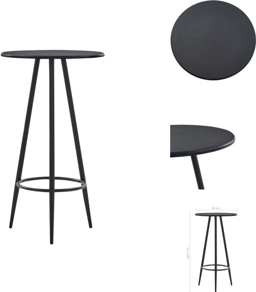vidaXL Tavolo da bar nero 60×107,5 cm MDF - Tavoli da pranzo