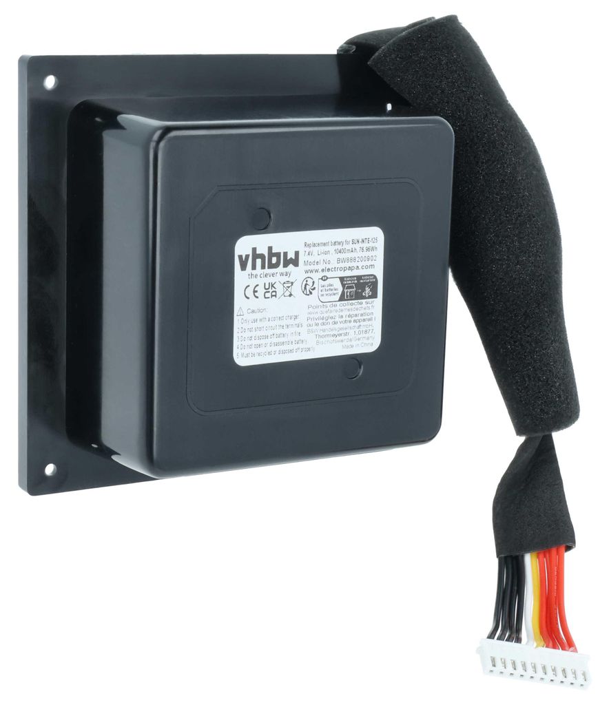 vhbw Akku Ersatz für JBL 2INR19/66/4, SUN-INTE-125, GSP-ICR2S4P-PB350A, GSP-2S4P-PB350B für Lautsprecher Boxen Speaker (10400 mAh, 7,4 V, Li-Ion)