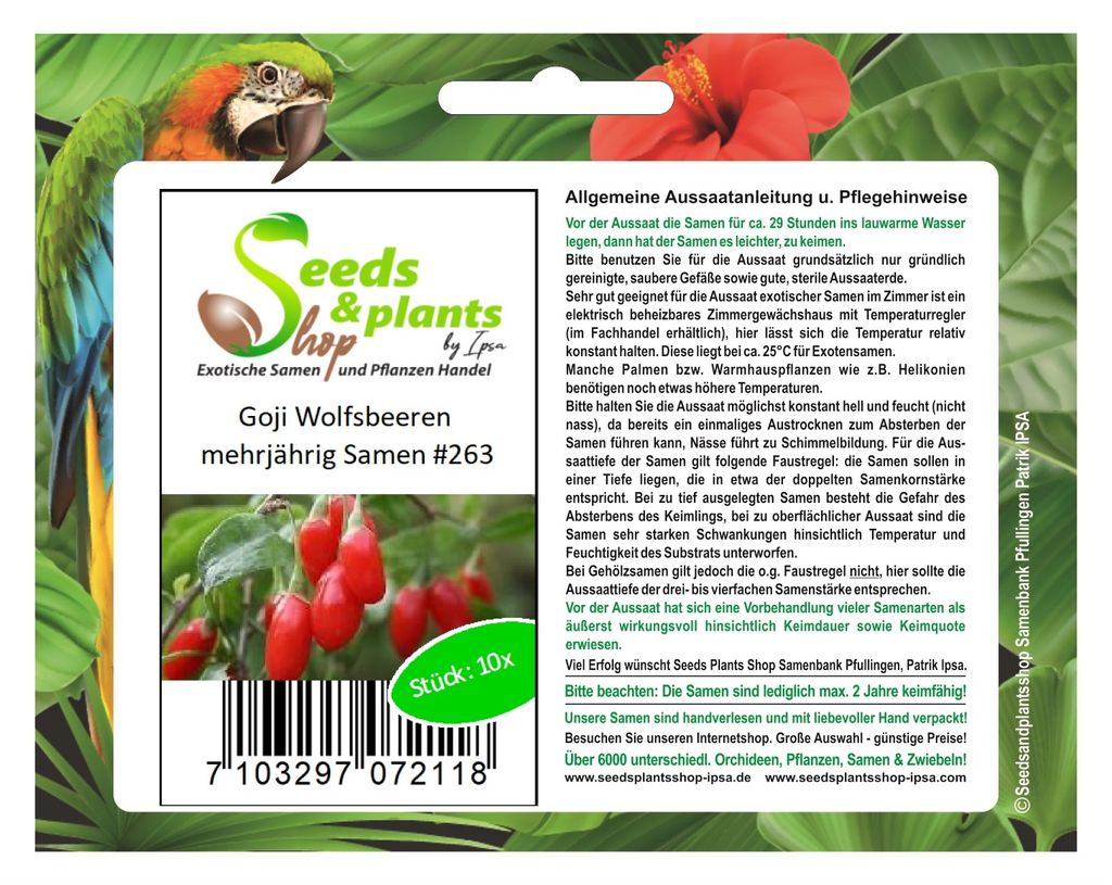 10x Goji Wolfsbeeren mehrjährig Frucht Garten Pflanzen - Samen #263
