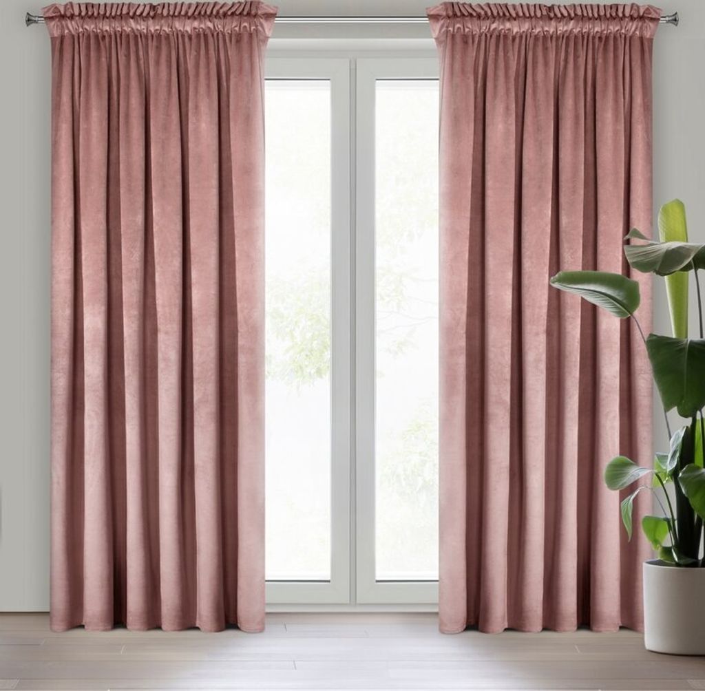 Samtvorhang ROSA dunkelrosa 135x300 cm Kräuselband Produktbild 1