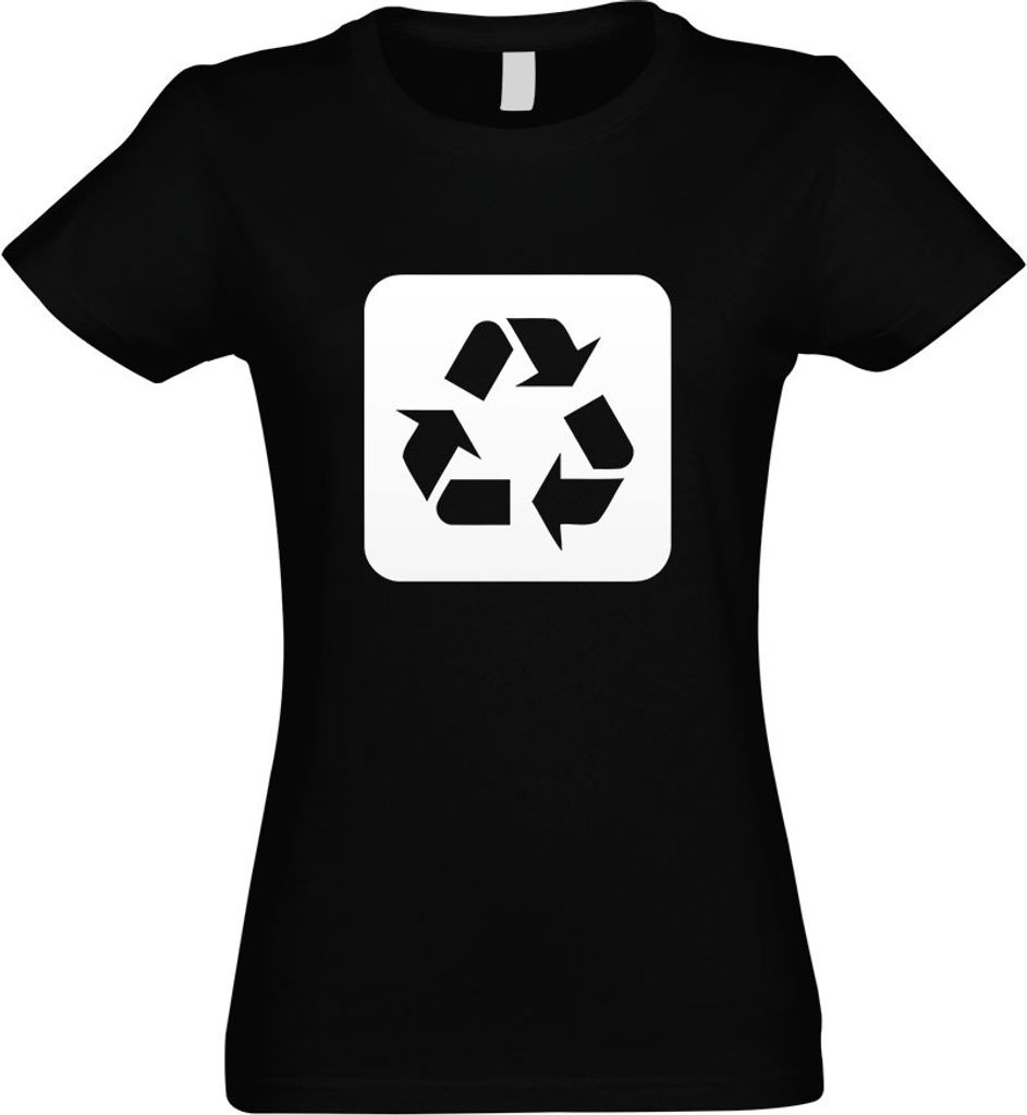 Kiwistar - T-Shirt tailliert - Damen - schwarz - Recycling Entsorgung Piktogramme - mit Motiv Bedruckt - Funshirt Design - Sport - Freizeit - Damen...