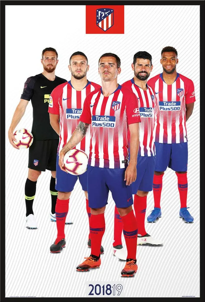 Décoration Murale Foot Atlético Madrid 18/19 Cadre Noir Shinsuke Maxi 61x91