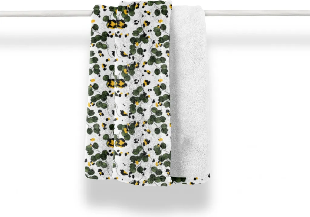 Plaid ABAKUHAUS 125x175 cm Design Floreale Giallo Verde | Coperta Pile