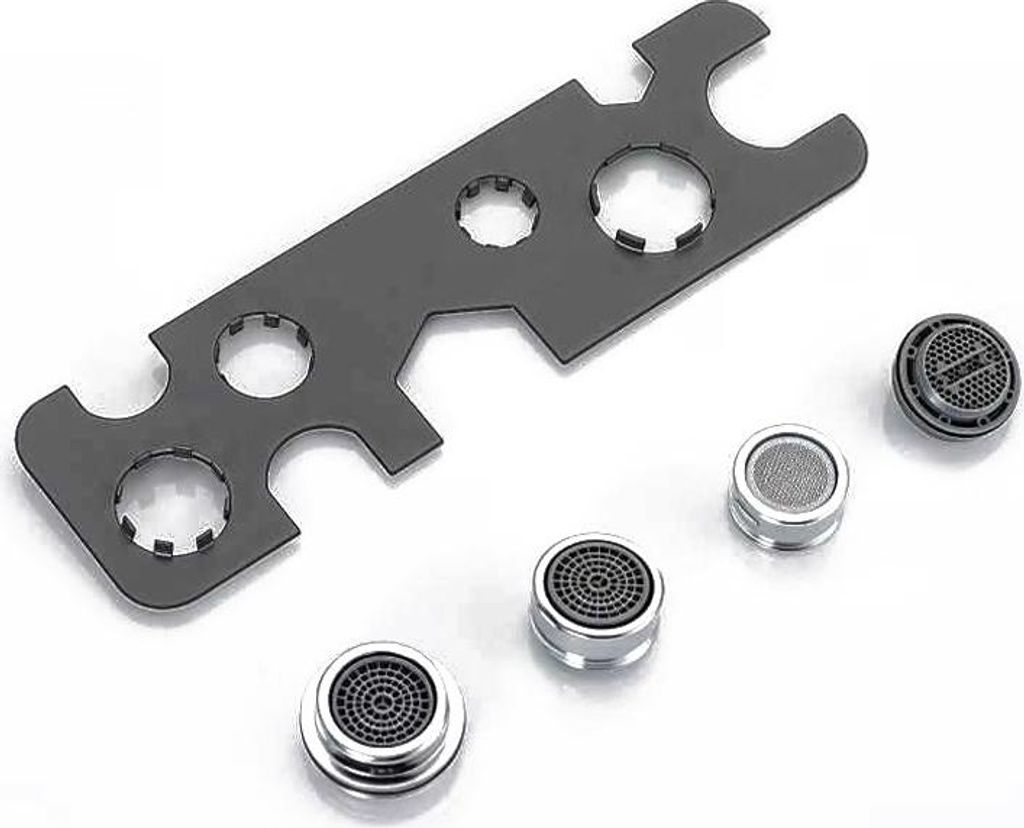 INF 9-in-1 Multifunktionaler Perlator-Schlüssel aus Edelstahl + 4 Düsen