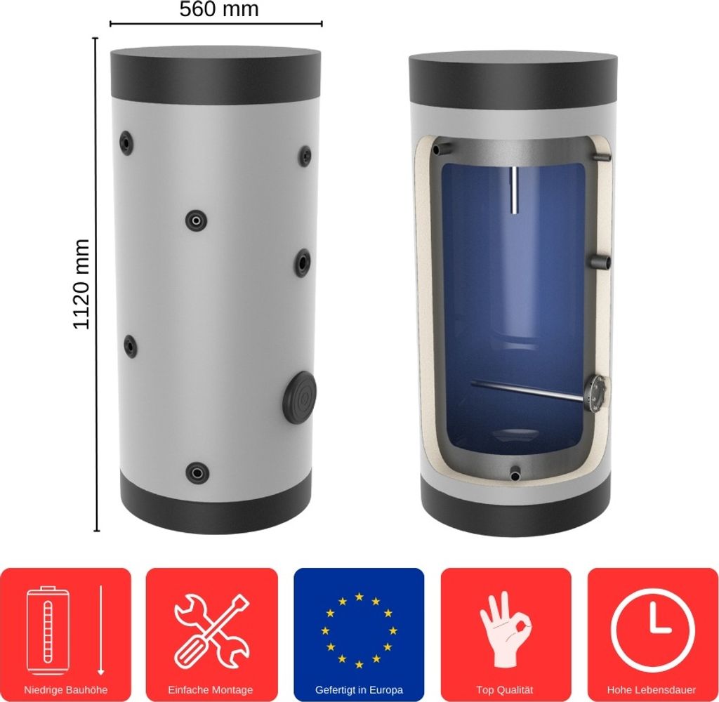 Brauchwasserspeicher 150 Liter SP-0-150 Standspeicher Warmwasserspeicher Boiler