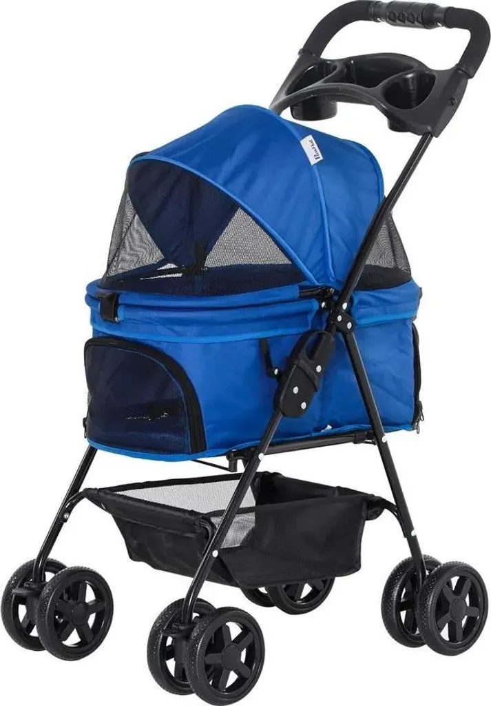 Poussette pour chiens articulée pour soulager les animaux âgés, bleue