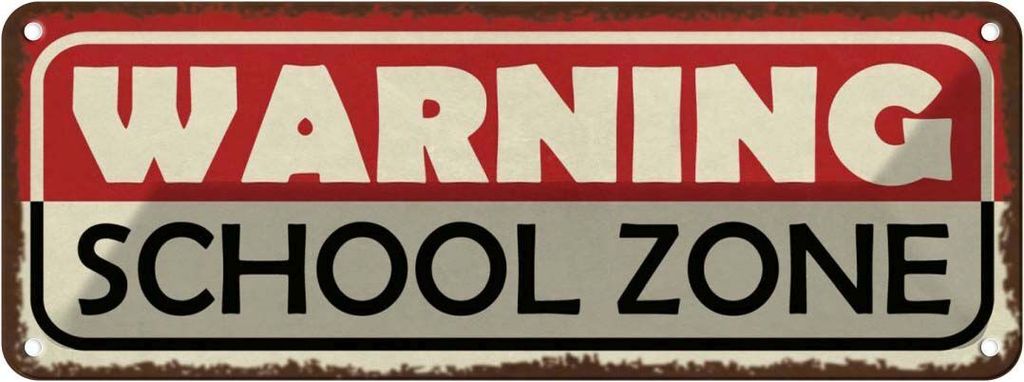 vianmo Blechschild 10x27 cm Warning school Zone Schule Warnschild Hinweisschild Sicherheit Vorsicht