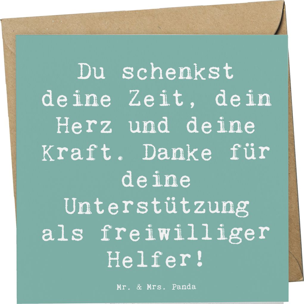 Mr. & Mrs. Panda Klappkarte Spruch Freiwilliger Dank - Meeresbrise - Geschenk, Dankbarkeit, Herz verschenken, Glückwunschkarte, Danke sagen, Gruß...