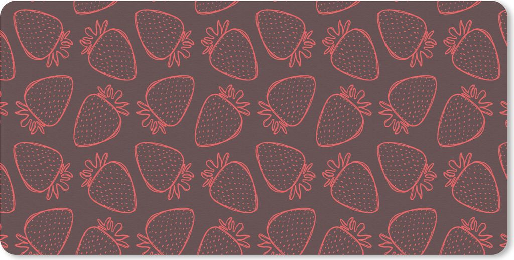 MuchoWow Schreibtischunterlage Muster - Erdbeere - Punkte - Obst 80x40 cm - XXL Mauspad - Gaming Mauspad