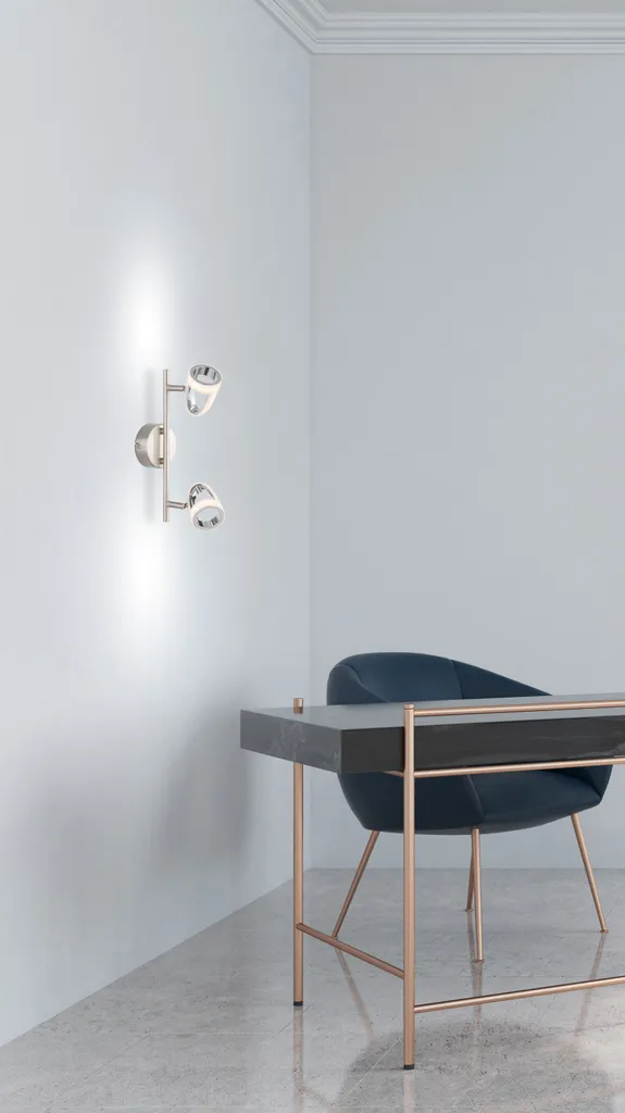 Rampe de 2 spots LED orientables 3000K blanc chaud avec interrupteur intégré