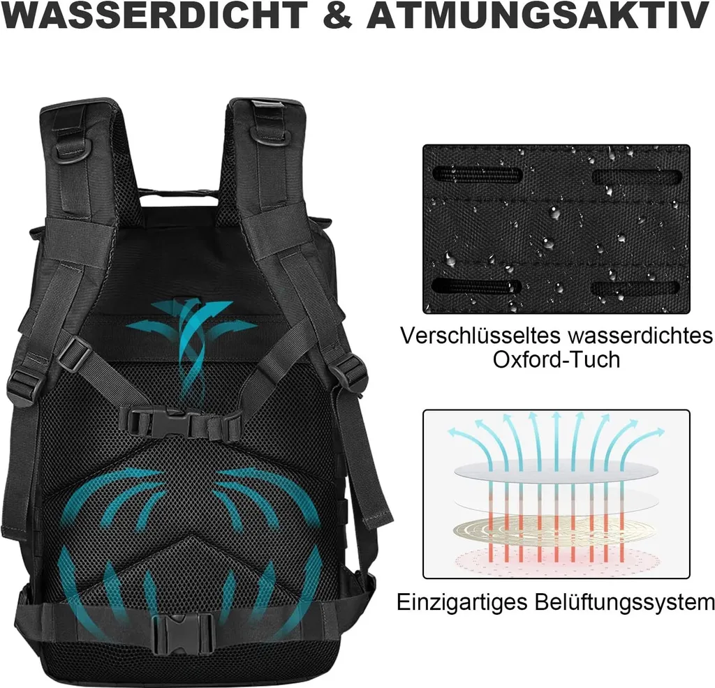 Sac à dos militaire 45L : Solution robuste pour dos sensible et pluie