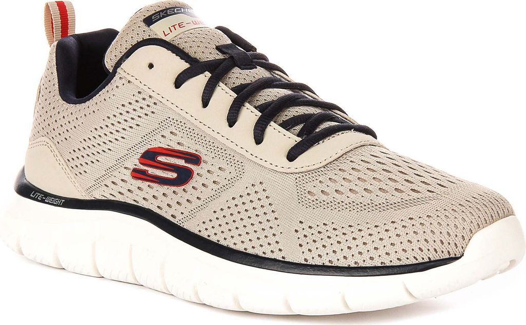 A single beige athletic shoe is shown from a side-angle on a white background.
