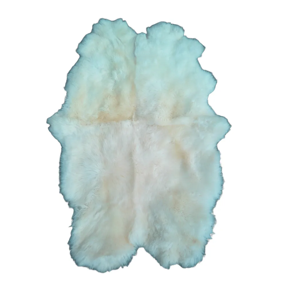Tapis peau d'agneau blanc 4 peaux naturelle épaisse et ultra douce