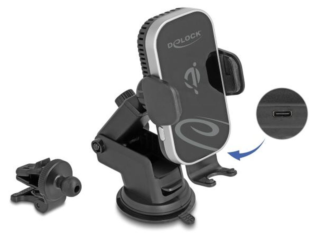 DeLOCK 66939, Handy/Smartphone, Aktive Halterung, Auto, Schwarz, Grau